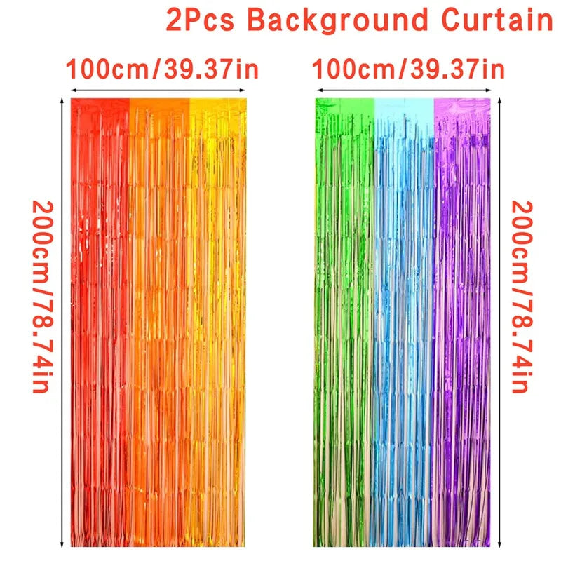 Birthday Party Decorations Backdrop Curtains Glitter Black Gold Tinsel Fringe Foil Curtain Background Wedding Adult Anniversary