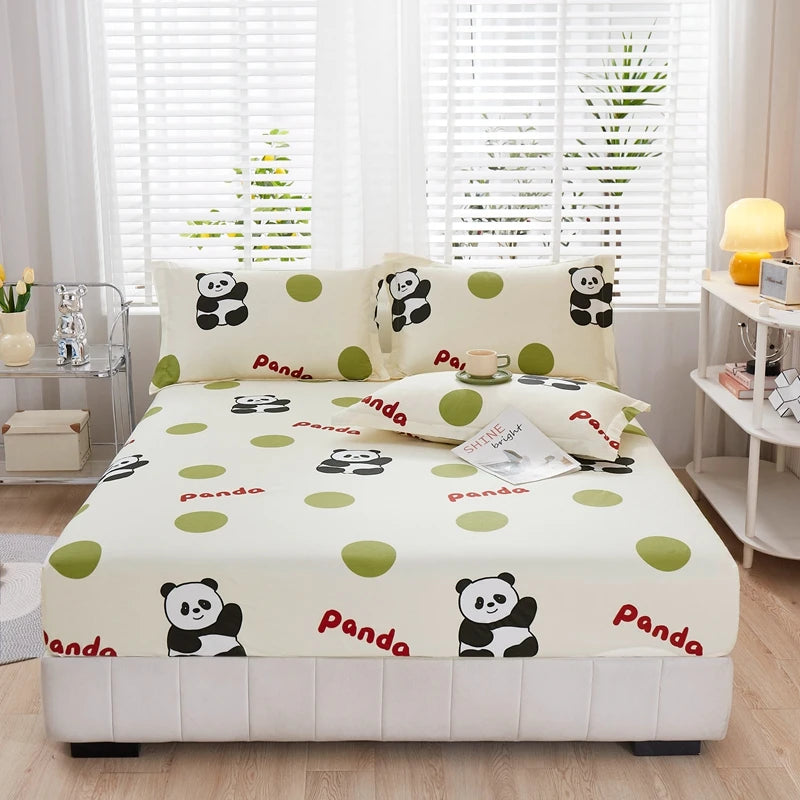 Cartoon Style Fitted Sheet Pure Cotton Bed Sheets Adults Kids Room Mattress Cover Printed Bed Linen 매트리스커버 (No Pillowcase)