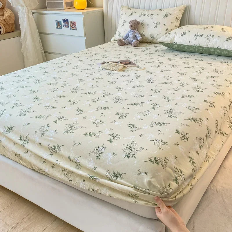 Fitted Sheet 100% cotton for single/couple bed, breathable and soft non-slip, customizable, 1 part, 16 sizes