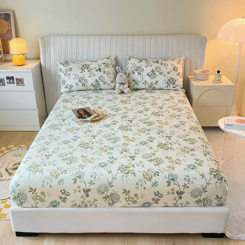 Fitted Sheet 100% cotton for single/couple bed, breathable and soft non-slip, customizable, 1 part, 16 sizes