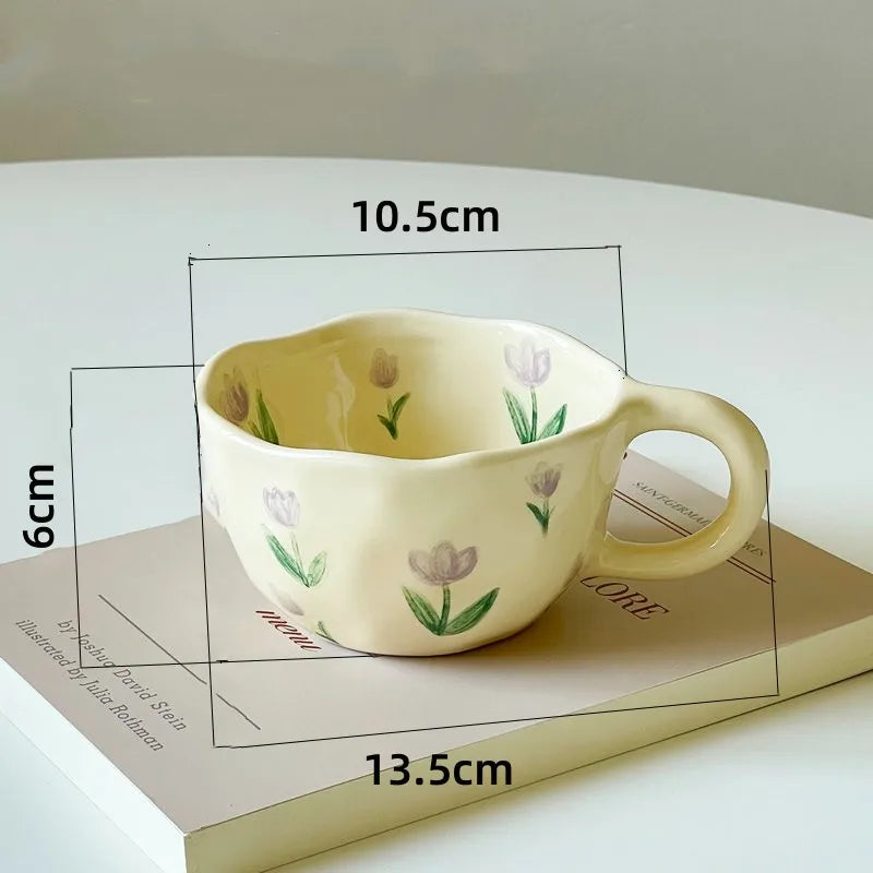 Hand Pinched Irregular Flower Ceramic Mugs Kitchen cup