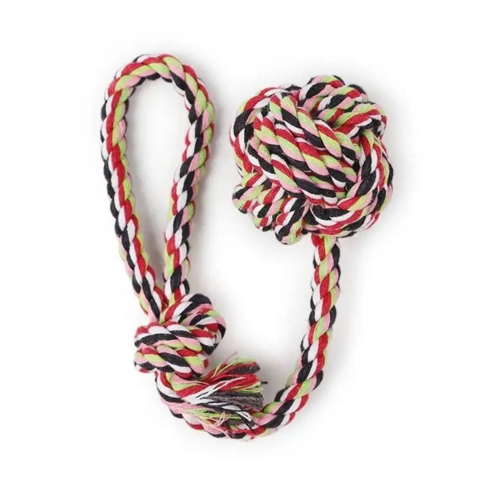 1pc Pet Durable Toy Knot Rope Chew Toy for Dogs & Cats Interactive Teeth Cleanning Dog Supplies Random Color