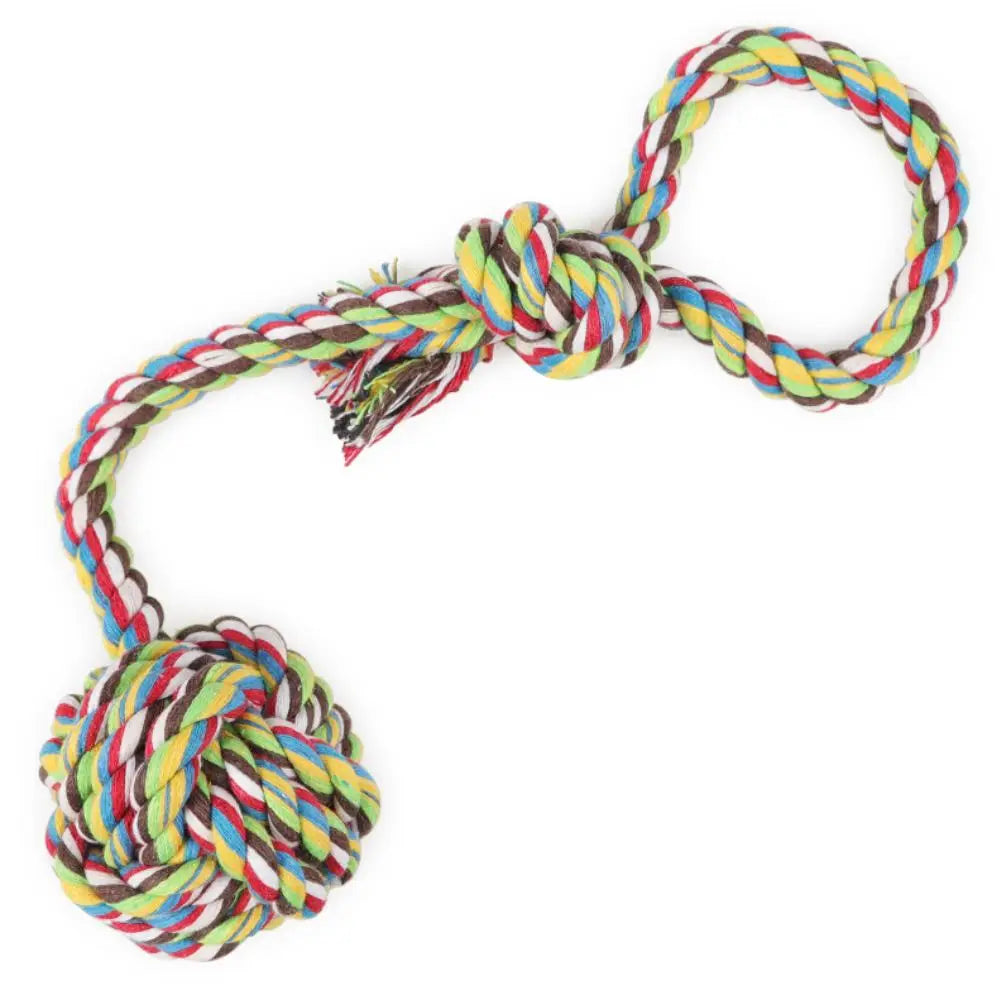 1pc Pet Durable Toy Knot Rope Chew Toy for Dogs & Cats Interactive Teeth Cleanning Dog Supplies Random Color