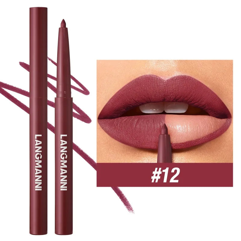12-color Matte Lip Liner Waterproof Plumping Stain Lipstick Natural Nude Pink Lip Liner Professional Outline Lips Contour Makeup