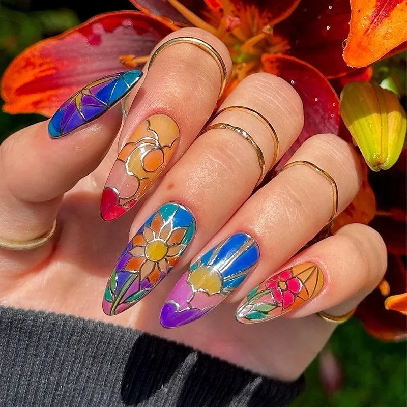 24 Pcs Matte Almond False Nails Set-4