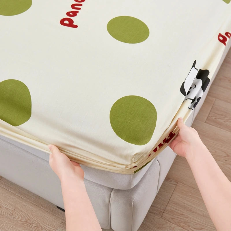 Cartoon Style Fitted Sheet Pure Cotton Bed Sheets Adults Kids Room Mattress Cover Printed Bed Linen 매트리스커버 (No Pillowcase)