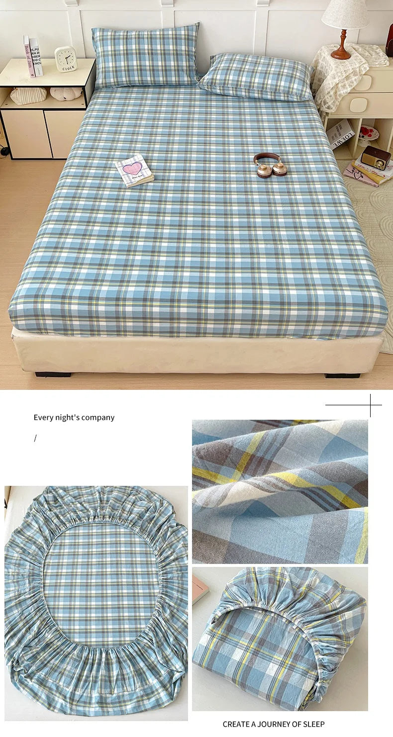 Pure Cotton Fitted Sheet Adults Kids Room Bedsheets Single/Twin/Queen/King Size Bed Cover простынь Soft Mattress Protector