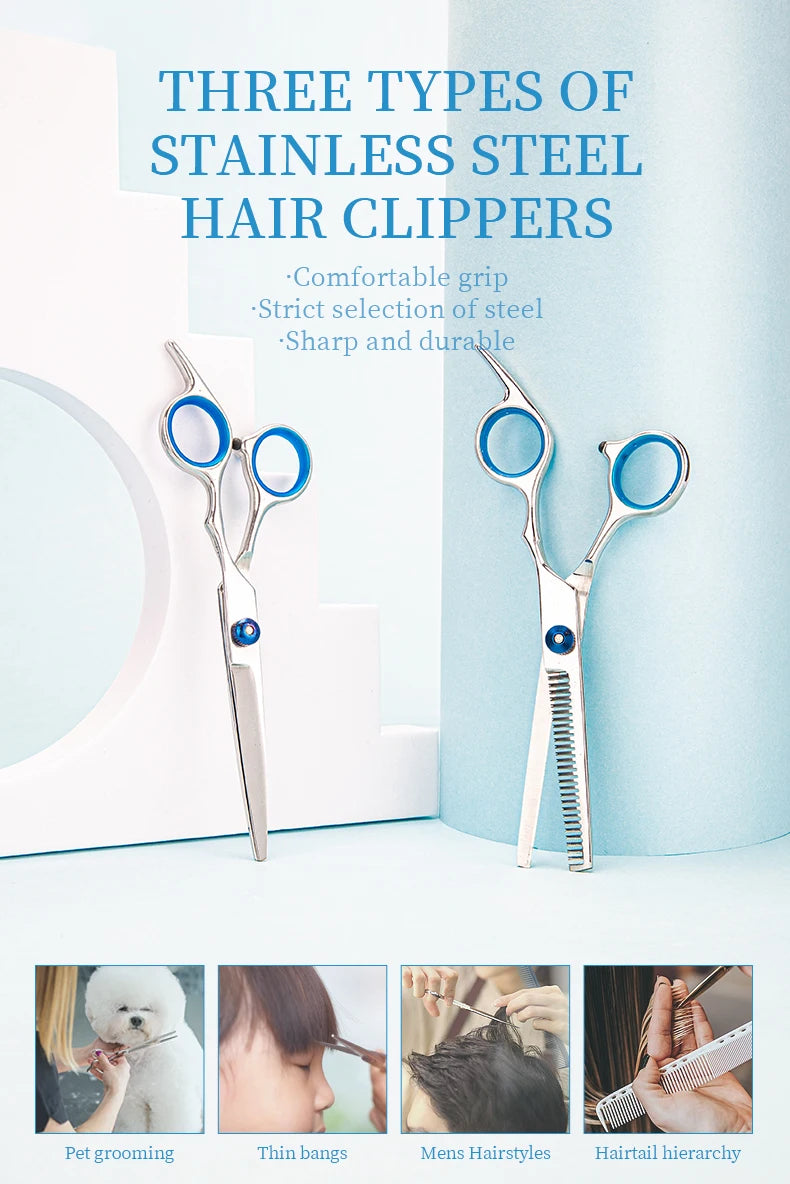 3 Styles Barber Scissors Hairdressing Tool for Cutting Hair Stainless Steel Barbershop Accessories Home Salon Haircut Tools