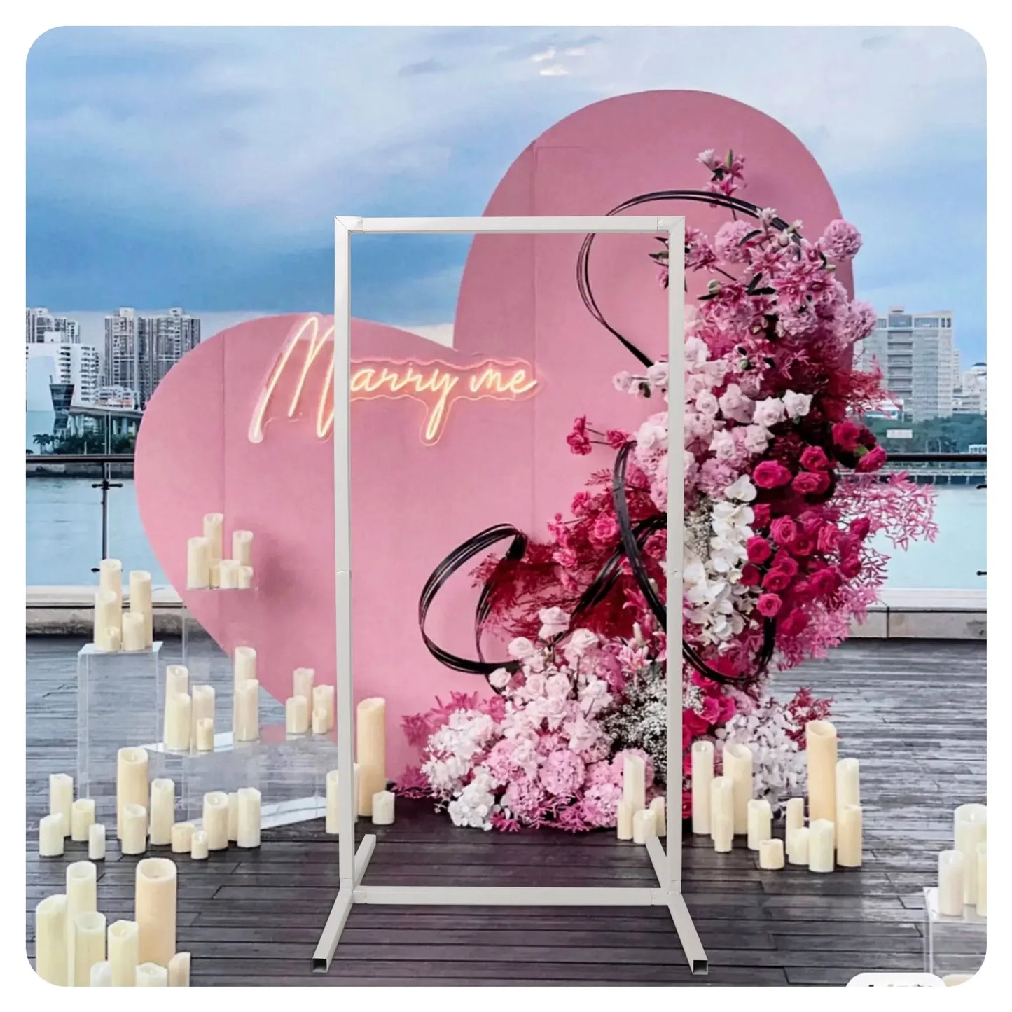 Wedding Arch Backdrop Stand Square Metal Rectangular Frame for Ceremony Party Birthday Bridal Baby Shower Anniversary Decoration