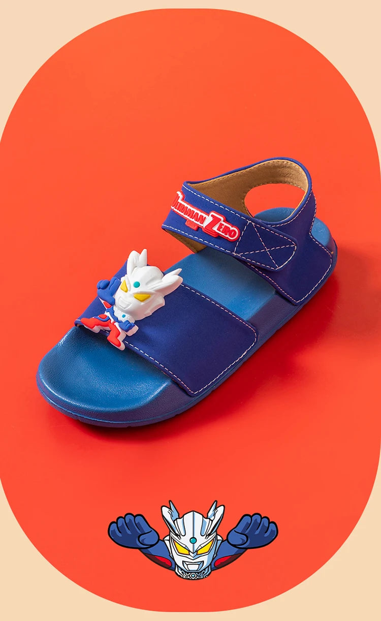 Ultraman children's sandals, new summer baby beach shoes, outdoor non-slip soft soled sandals for boys