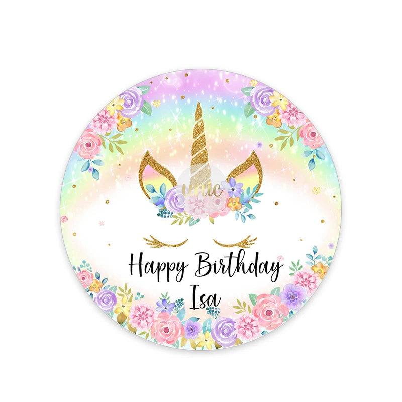 Unicorn Party Sticker Customized Name Text Candy Box Decor Baptism Baby Shower Decorations Kids Favors DIY Supplies