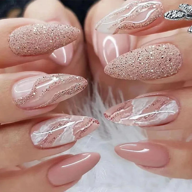 Glamorous Black Almond Stiletto Nails-47