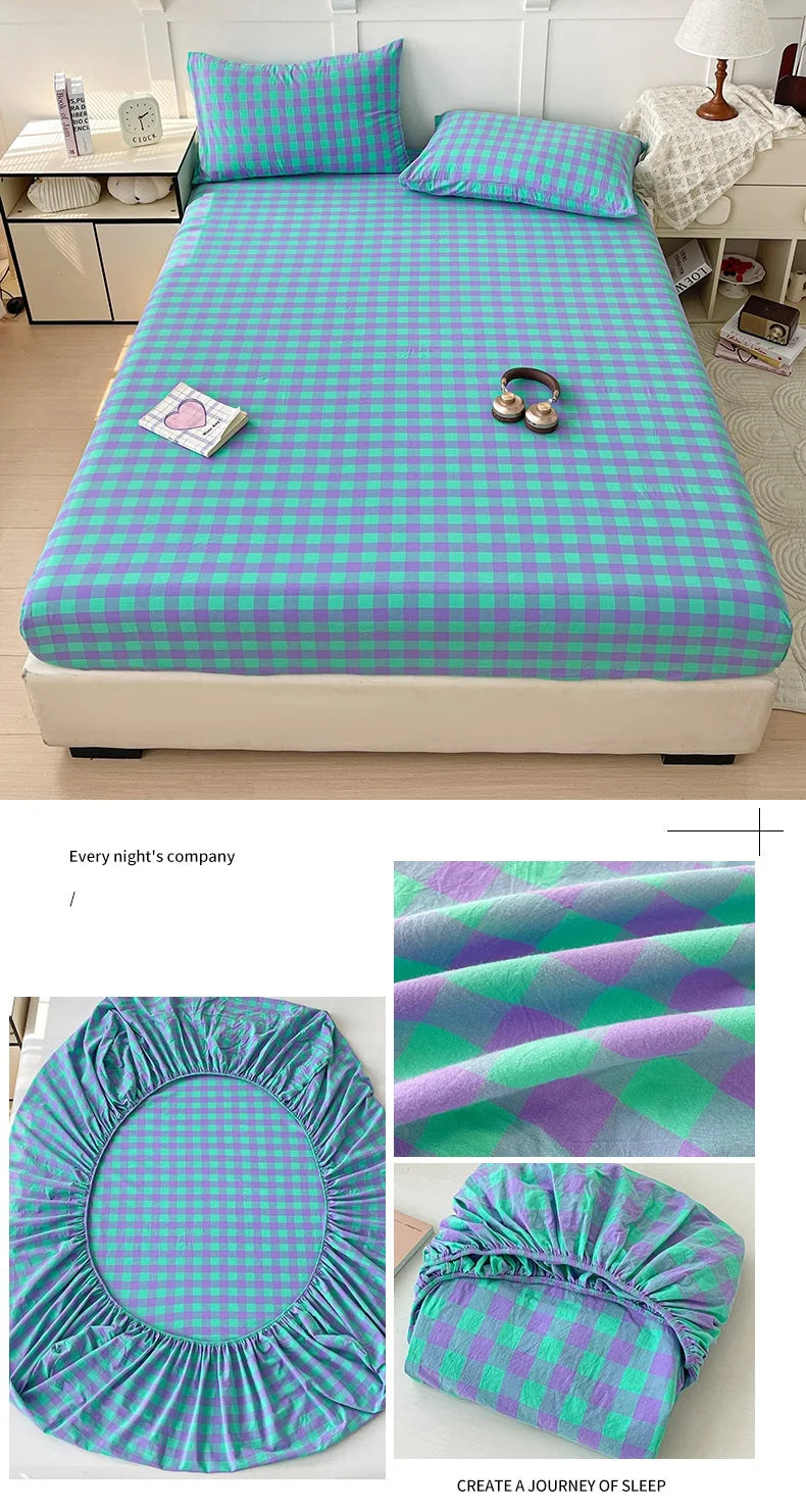 Pure Cotton Fitted Sheet Adults Kids Room Bedsheets Single/Twin/Queen/King Size Bed Cover простынь Soft Mattress Protector
