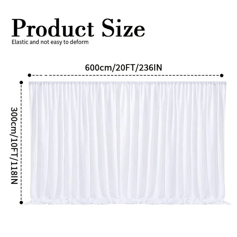 10x20ft White Wrinkle-Free Wedding Backdrop Curtain Silky Washable White Spandex Drapes Birthday Party Baby Shower Photography