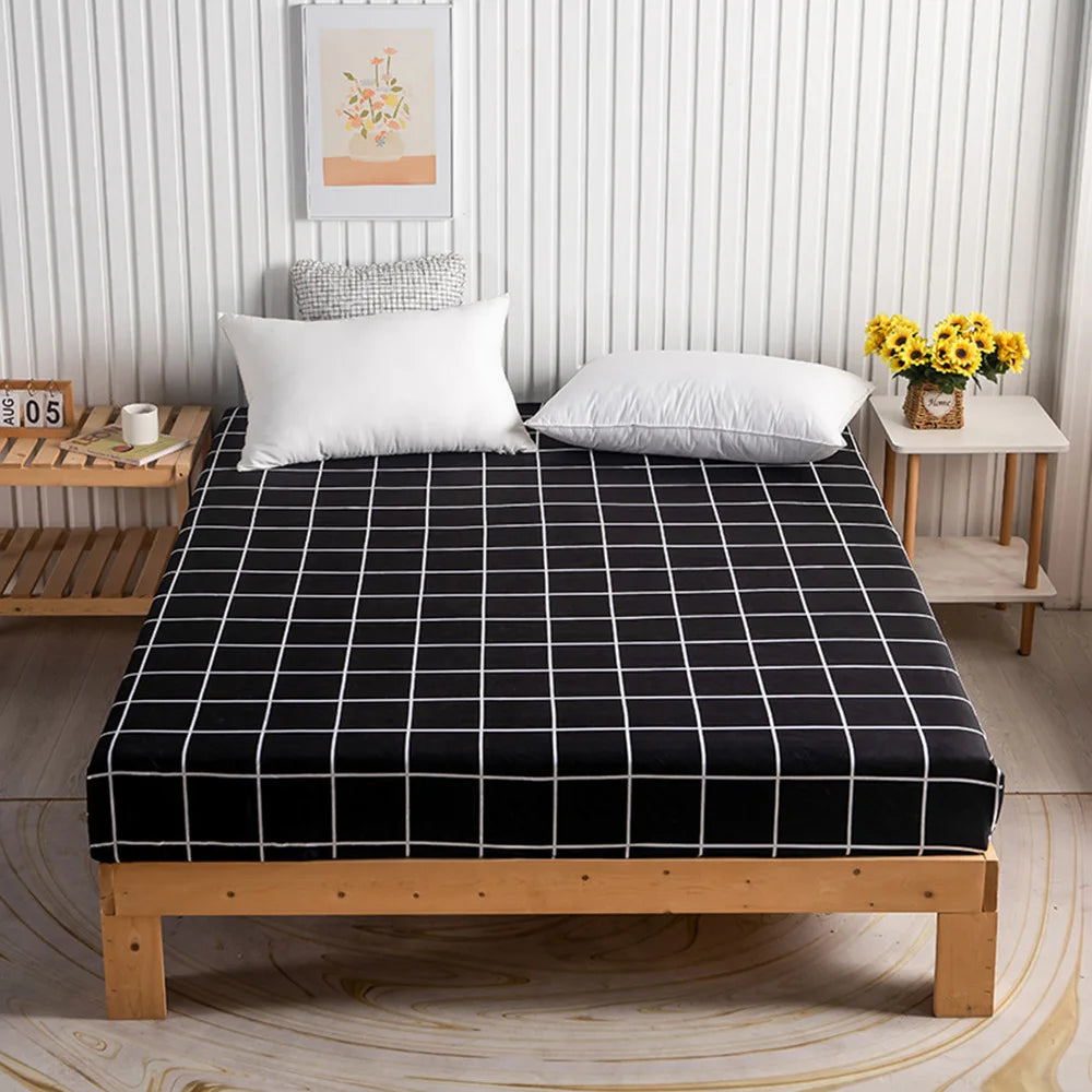 Printed Fitted Sheet Mattress Cover Four Corners with Elastic Band Bed Sheet Bed Sheet Twin Full Queen King Single Double Size