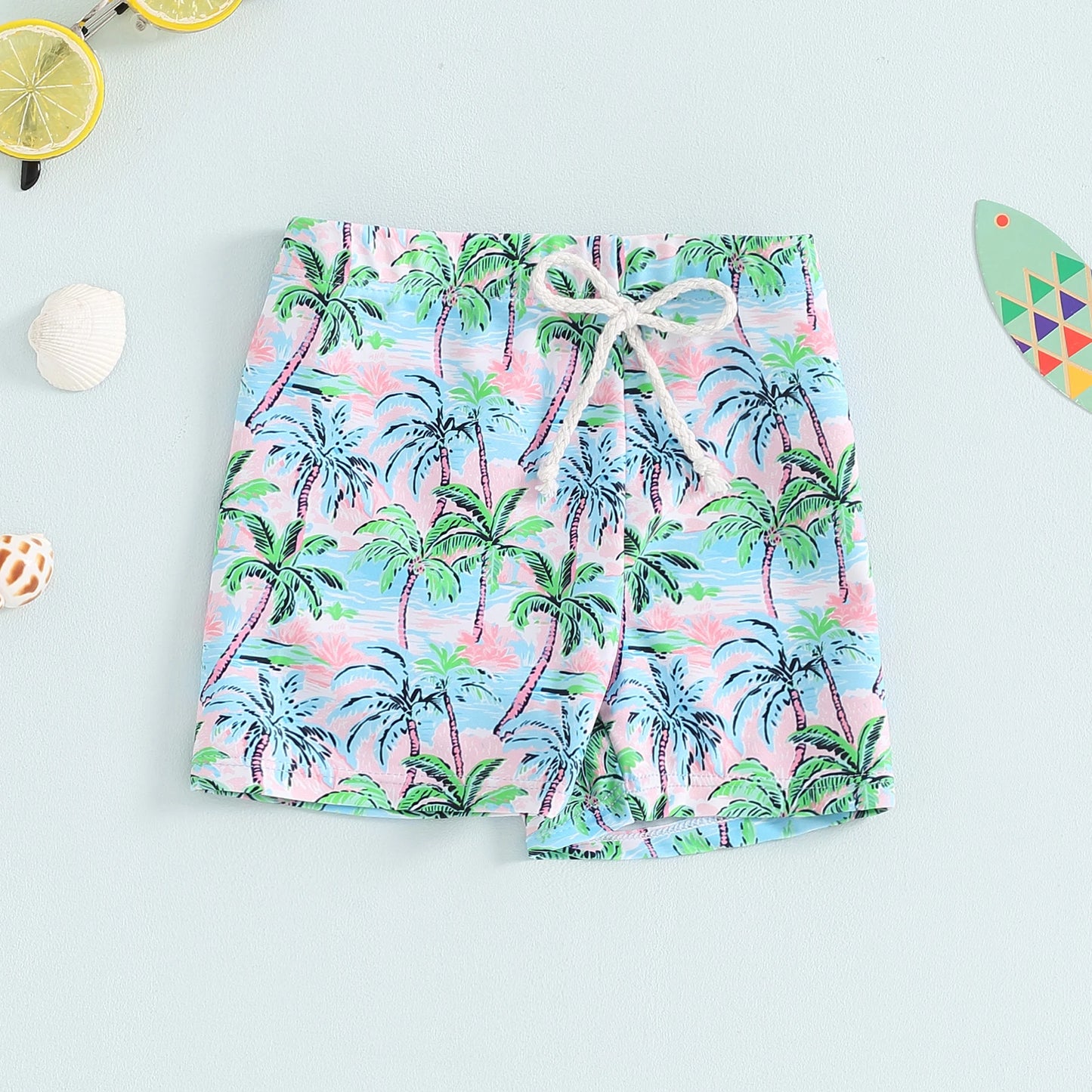 Summer Toddler Boys Swim Trunks Bathing Suit Dinosaur/Plaid/Turtle Print Elastic Drawstring Board Shorts Swimwear Beach Shorts