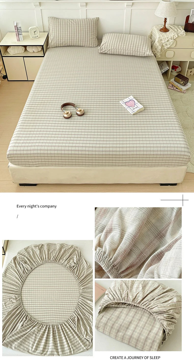 Pure Cotton Fitted Sheet Adults Kids Room Bedsheets Single/Twin/Queen/King Size Bed Cover простынь Soft Mattress Protector