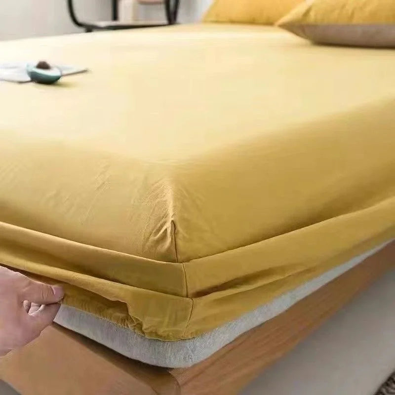 Washed Cotton Fitted Sheet Non Slip Fitted Sheet Elastic Band Around Mattress Cover Bed Cover And Pillowcase