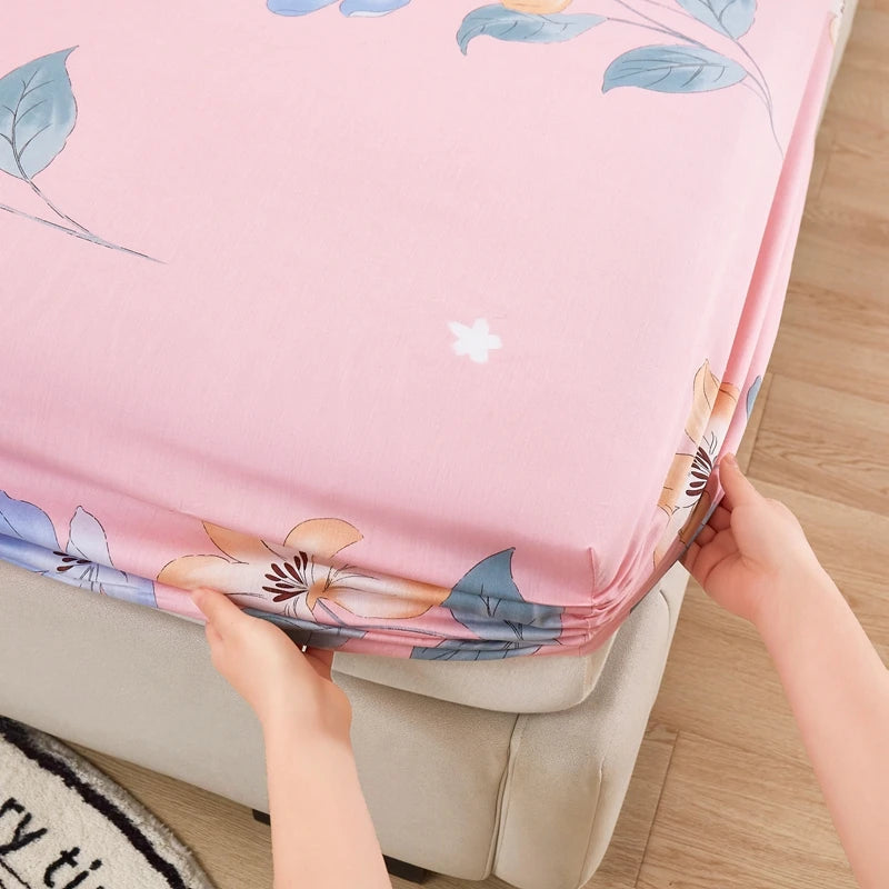 Cartoon Style Fitted Sheet Pure Cotton Bed Sheets Adults Kids Room Mattress Cover Printed Bed Linen 매트리스커버 (No Pillowcase)