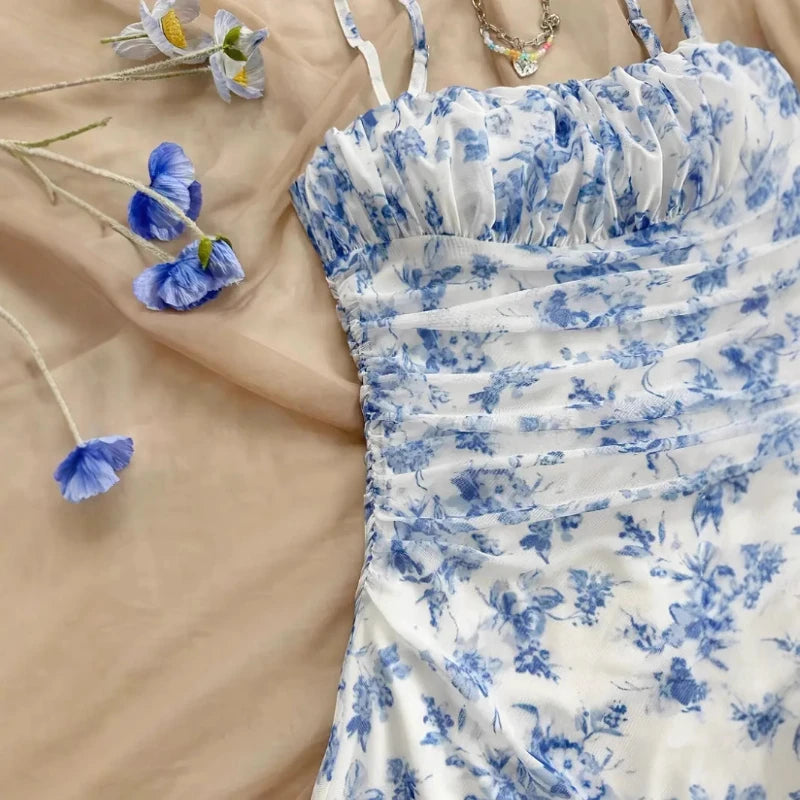 2025 spring and summer fashion sexy temperament dress VC vacation style backless sling seaside beach skirt