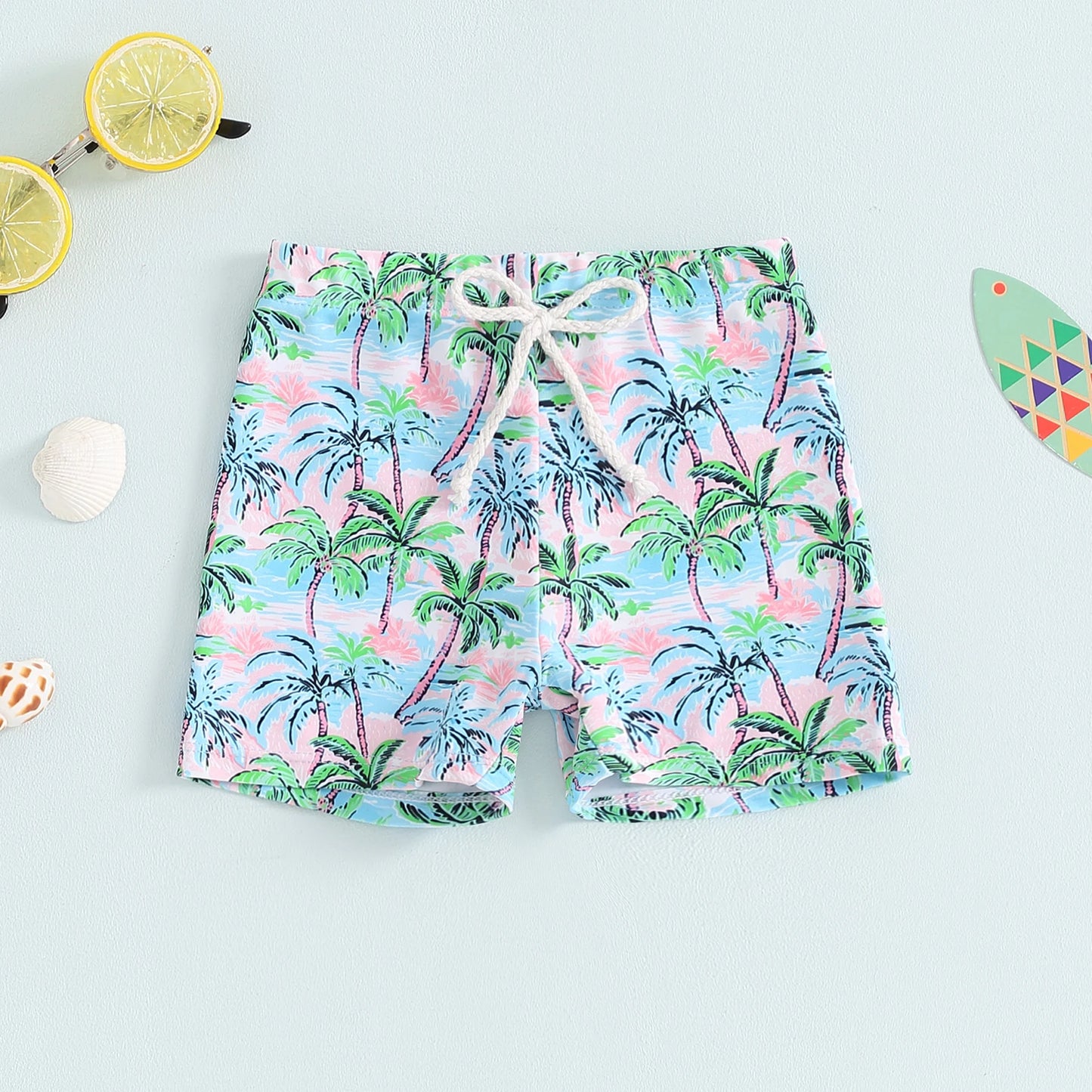 Summer Toddler Boys Swim Trunks Bathing Suit Dinosaur/Plaid/Turtle Print Elastic Drawstring Board Shorts Swimwear Beach Shorts