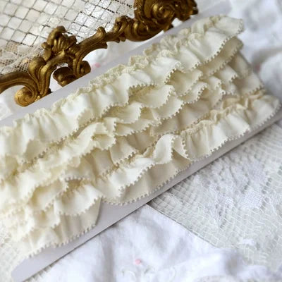 1 Meter 1.8cm wide White pink Cotton Embroidered Ruffled Lace Trim Children's Clothes Cloth Art Skirt Decoration Materials