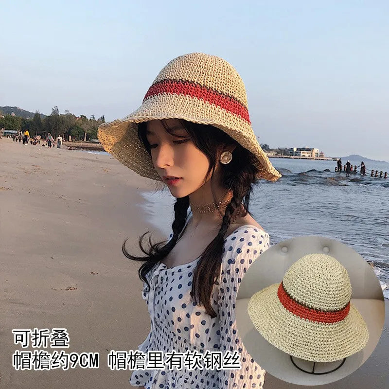Korean Handmade Straw Hat For Women, Japanese Small fresh Sunshade Hat For Spring And Summer Outings, Sunscreen Hat