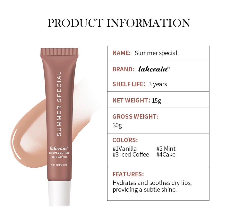 Summer Lip Balm Moisturizing Mirror Lip Gloss Lip Vanilla Mint Iced Coffee Cake Smell Lipstick Transparent Lip Oil Makeup