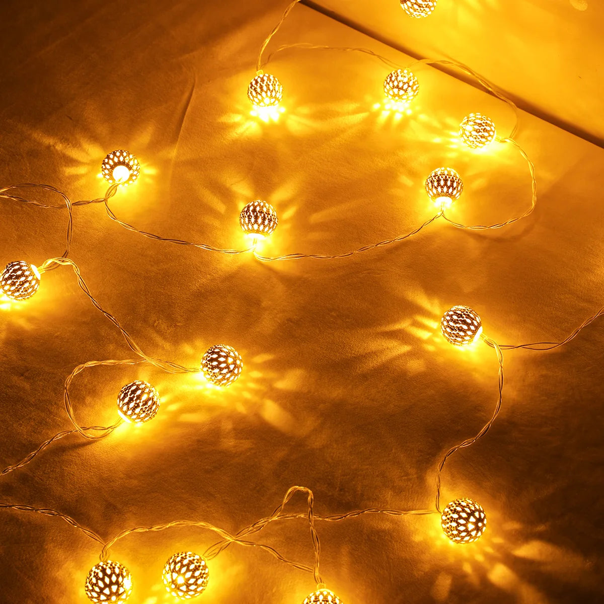 3M 20Led Light String Battery USB Power Hollow-out Moroccan Balls Garland Fairy Lights Wedding Party Christmas Decoration Lamp