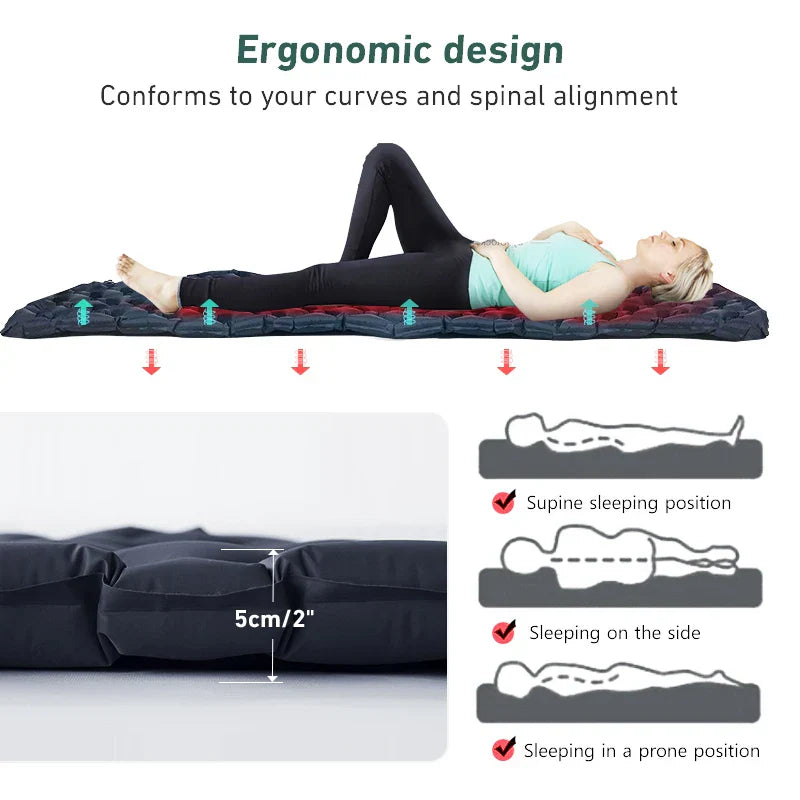 Camping Inflatable Air Mattress with Built-In Pump Blue-3