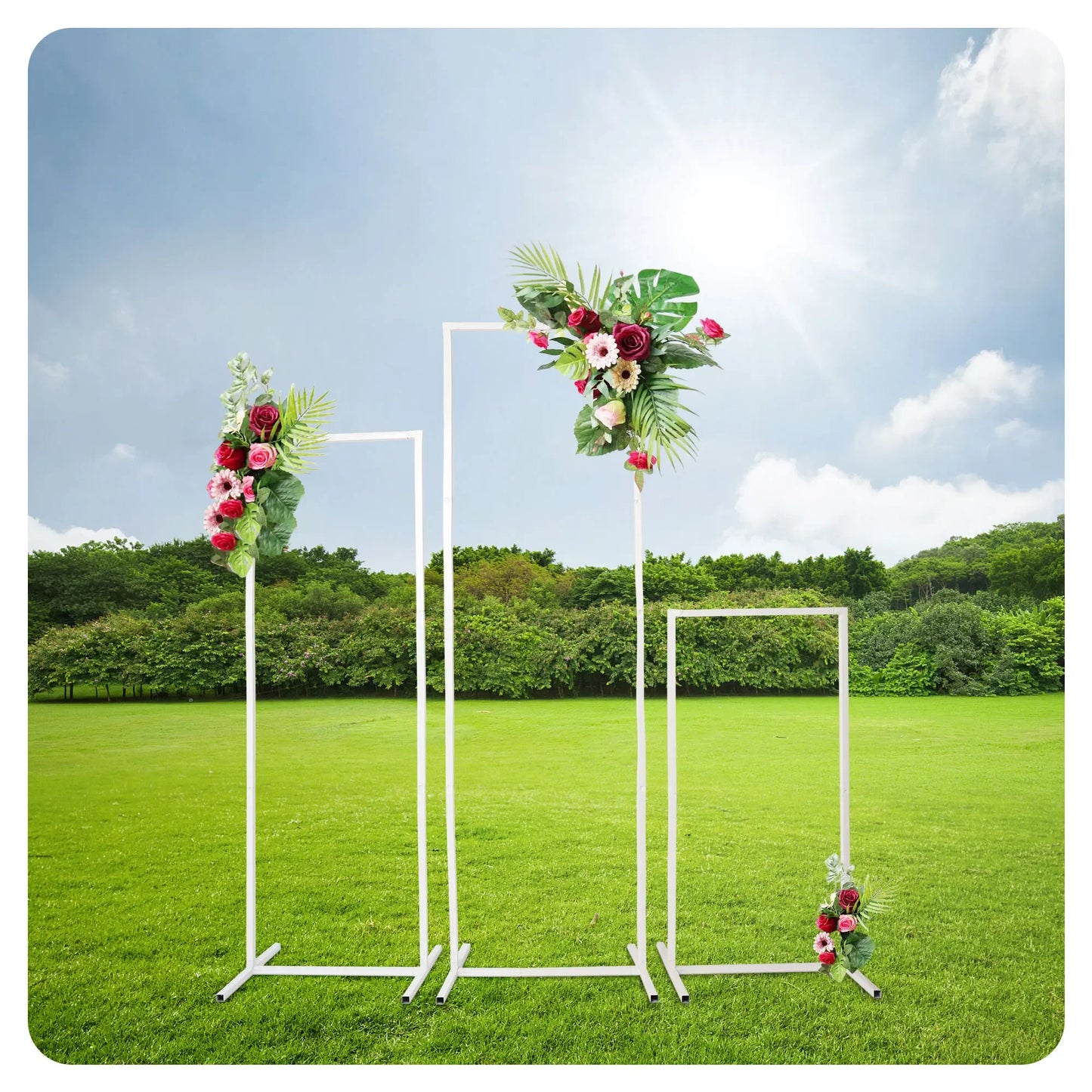 Wedding Arch Backdrop Stand Square Metal Rectangular Frame for Ceremony Party Birthday Bridal Baby Shower Anniversary Decoration