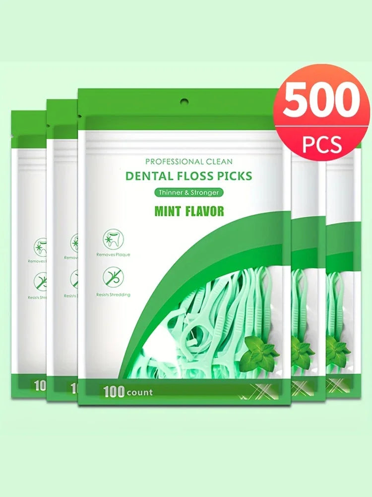 100/200/300/500pcs New Professional Clean Flossepick ultra-fine mint flavored toothpicks, safe high-end toothpick sticks