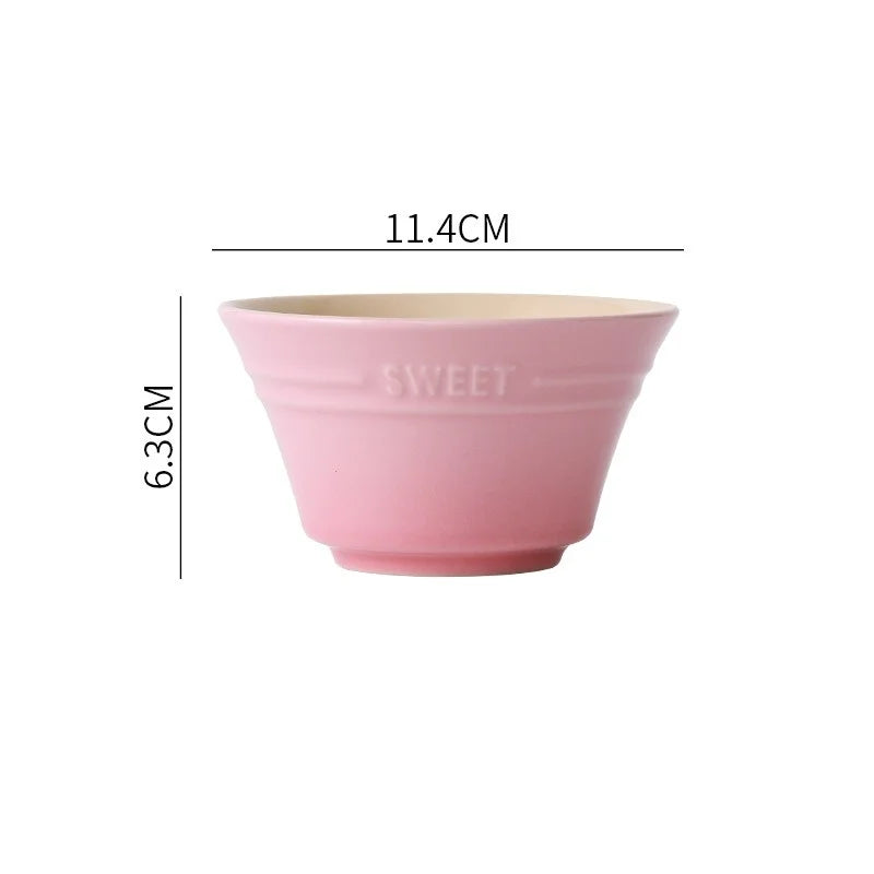 300ML 4.5 Inches Dishes Fruit Bowl Tableware Ramen Bowls for Food Kitchen Salad Cute Dining Bar Home Garden 8 Colors