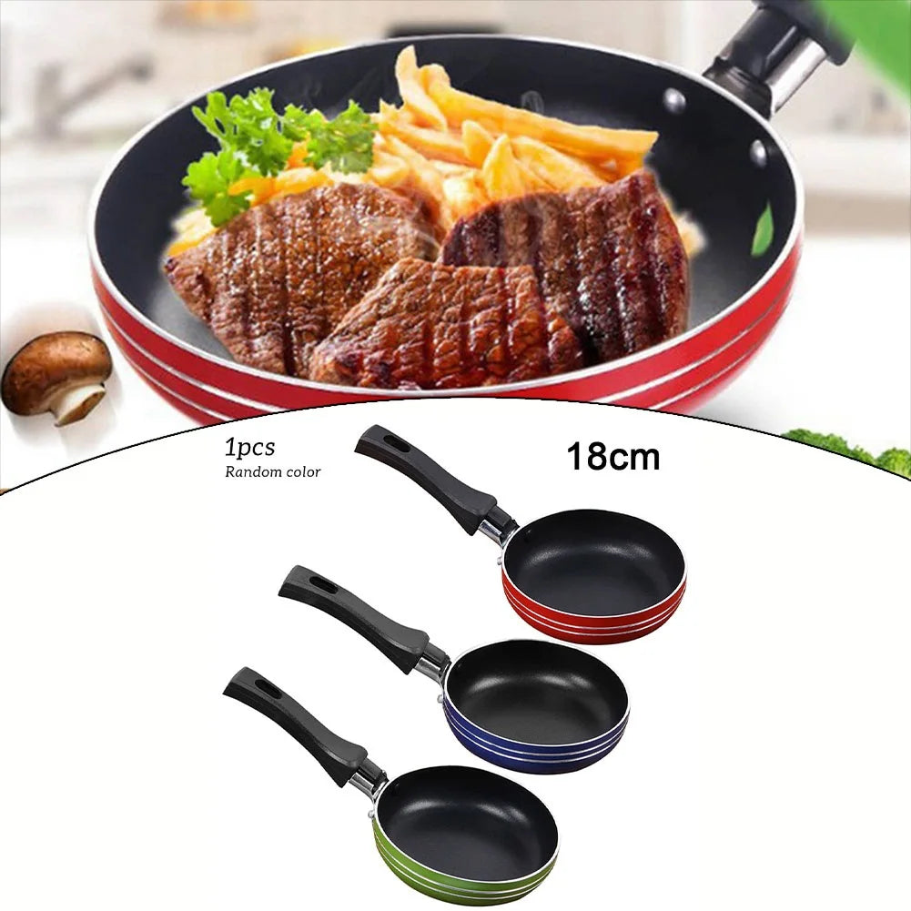1 Pcs Frying Pan 18CM Frying Pan Non-Stick Steel Frypan Pot Saucepan Random Color For Cookware Kitchen Dining Bar