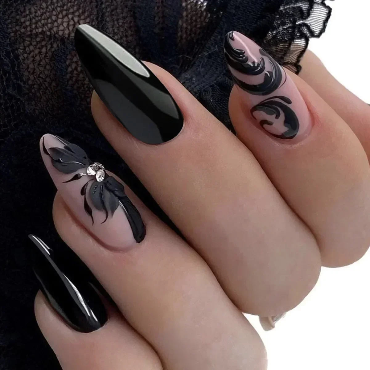 24 Pcs Matte Almond False Nails Set-13