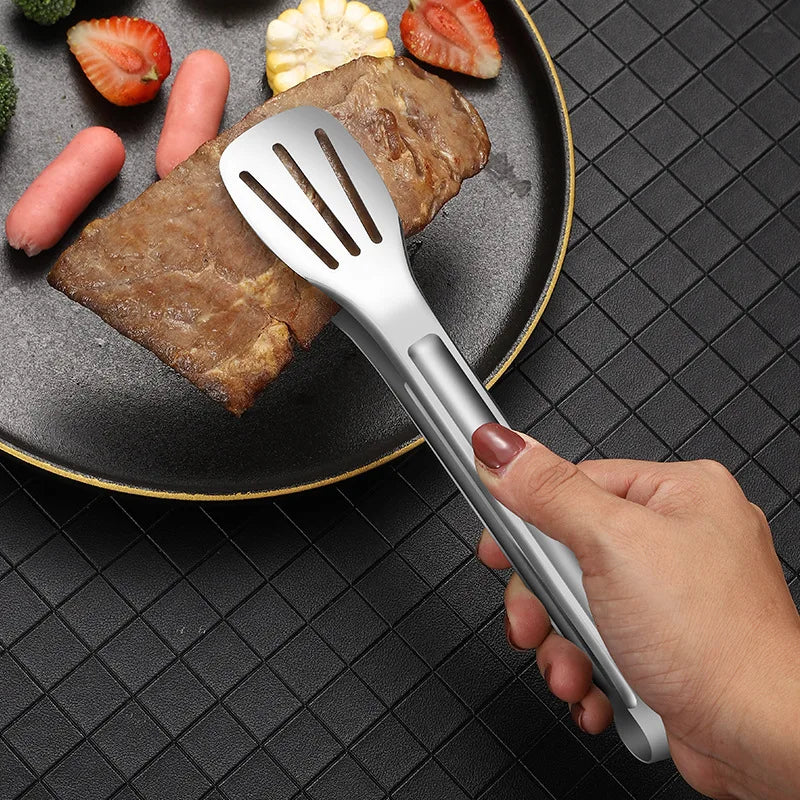 2-Size Stainless Steel Heat Resistant Food Tongs Non-stick
