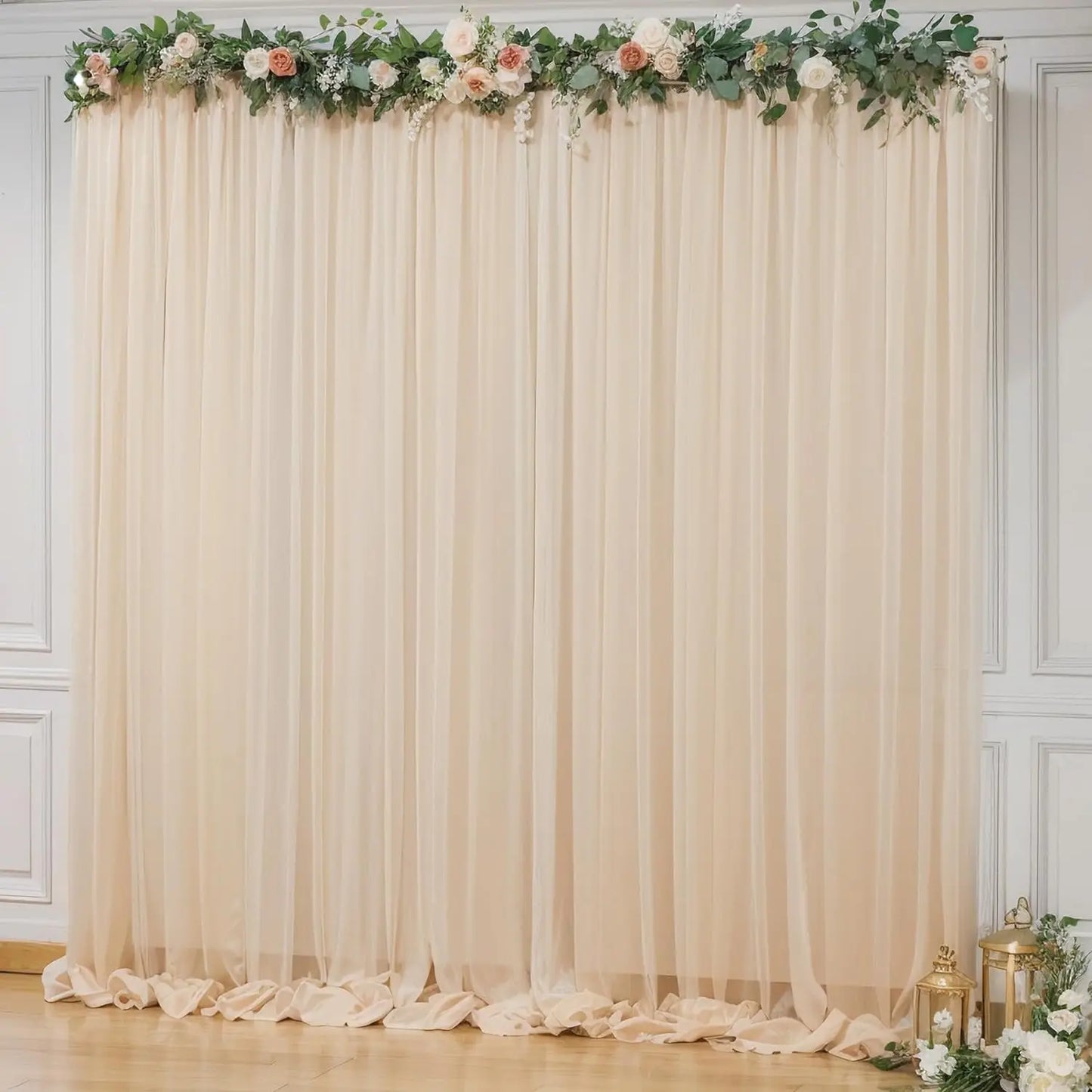 White Chiffon Backdrop Curtain for Wedding Party Sheer Drapes Curtains for Parties Baptism Birthday Baby Shower Photoshoot