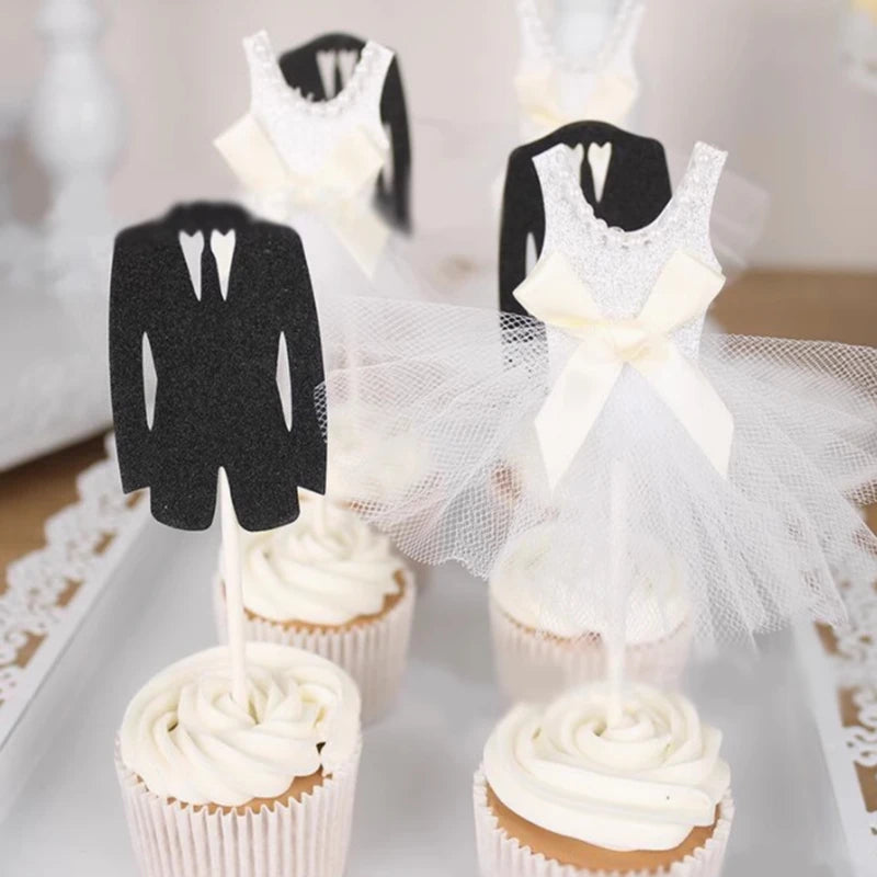 Bride Groom Dress Cake Topper Wedding Decor Propose Marry Marriage Anniversary to Be Bride Bachelor Party Cake Baking Decorating