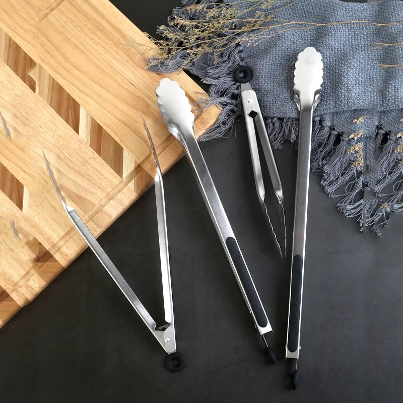 9/12/14/16 Inch Bbq Tongs Non-Slip Handle Stainless Steel
