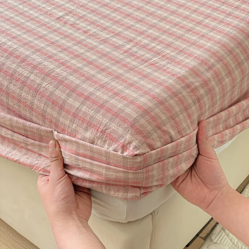 Pure Cotton Fitted Sheet Adults Kids Room Bedsheets Single/Twin/Queen/King Size Bed Cover простынь Soft Mattress Protector