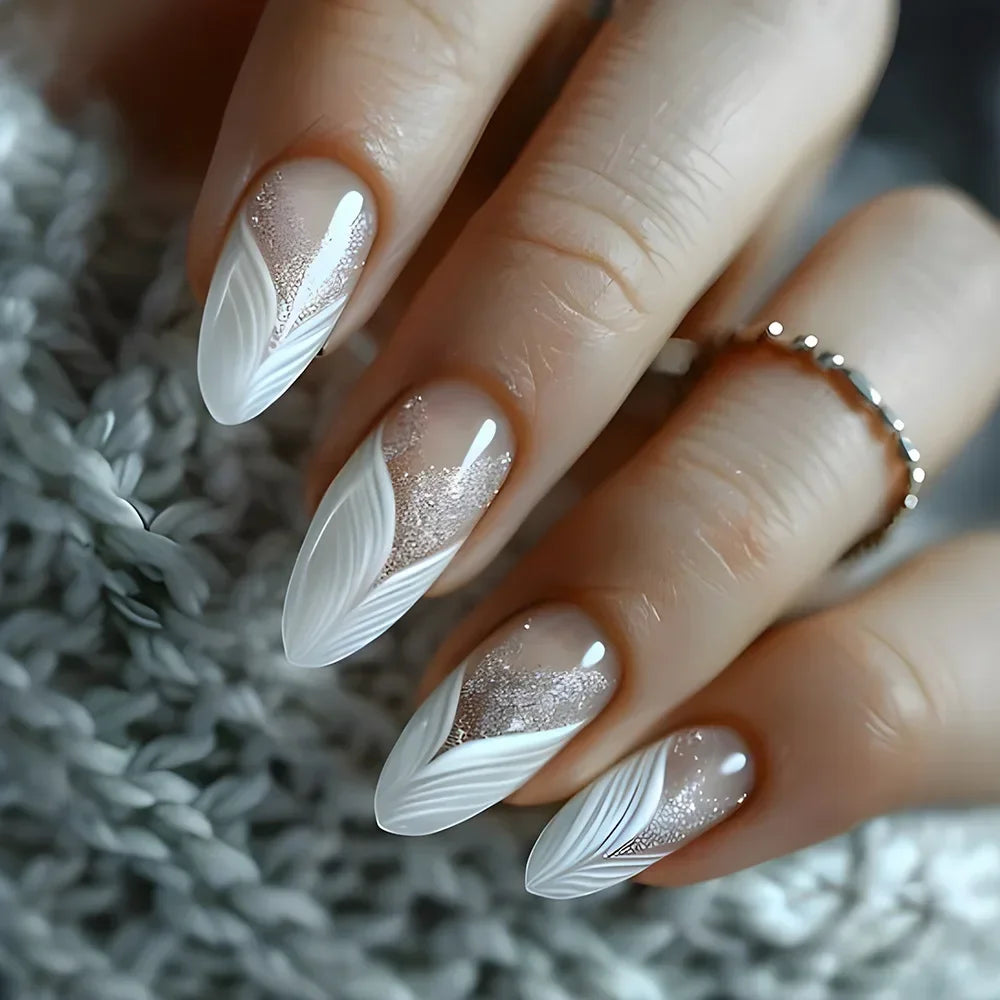 24 Pcs Matte Almond False Nails Set-21