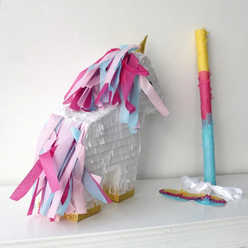 1SET/Box Unicorn Pinata with a Blindfold and Stick Birthday Party Decoration Bundle Handmade Piñatas Candy Gift Unicorn Pinatas