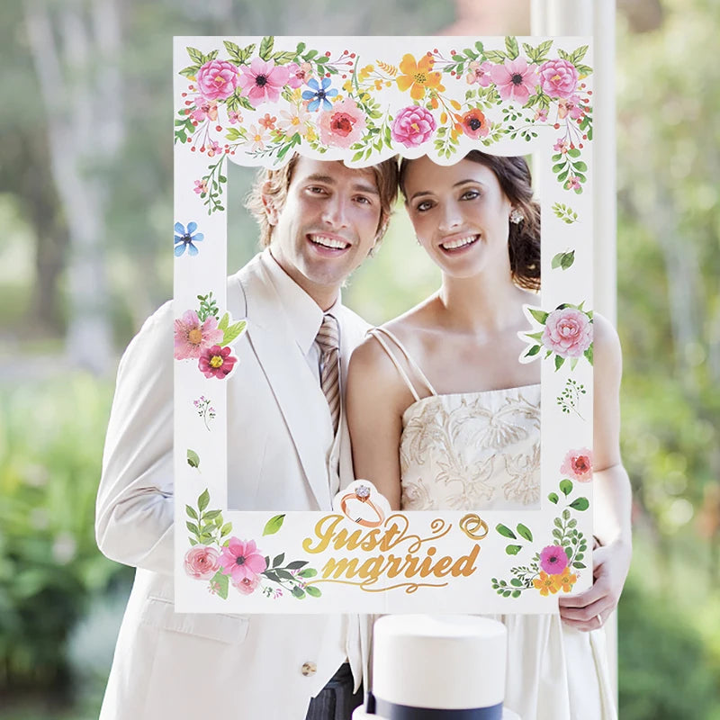 Wedding Just Married Photo Booth Frame Props Wedding Decoration Bridal Bachelorette Party Favors DIY Backdrop Photobooth Props