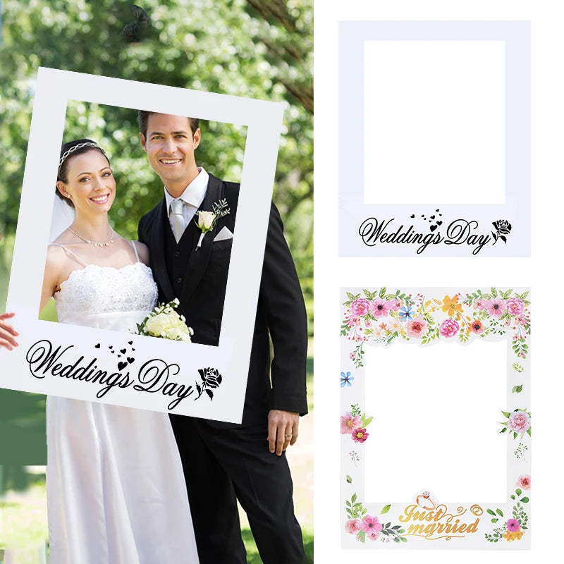 Wedding Just Married Photo Booth Frame Props Wedding Decoration Bridal Bachelorette Party Favors DIY Backdrop Photobooth Props