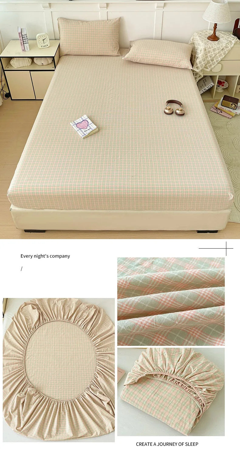 Pure Cotton Fitted Sheet Adults Kids Room Bedsheets Single/Twin/Queen/King Size Bed Cover простынь Soft Mattress Protector