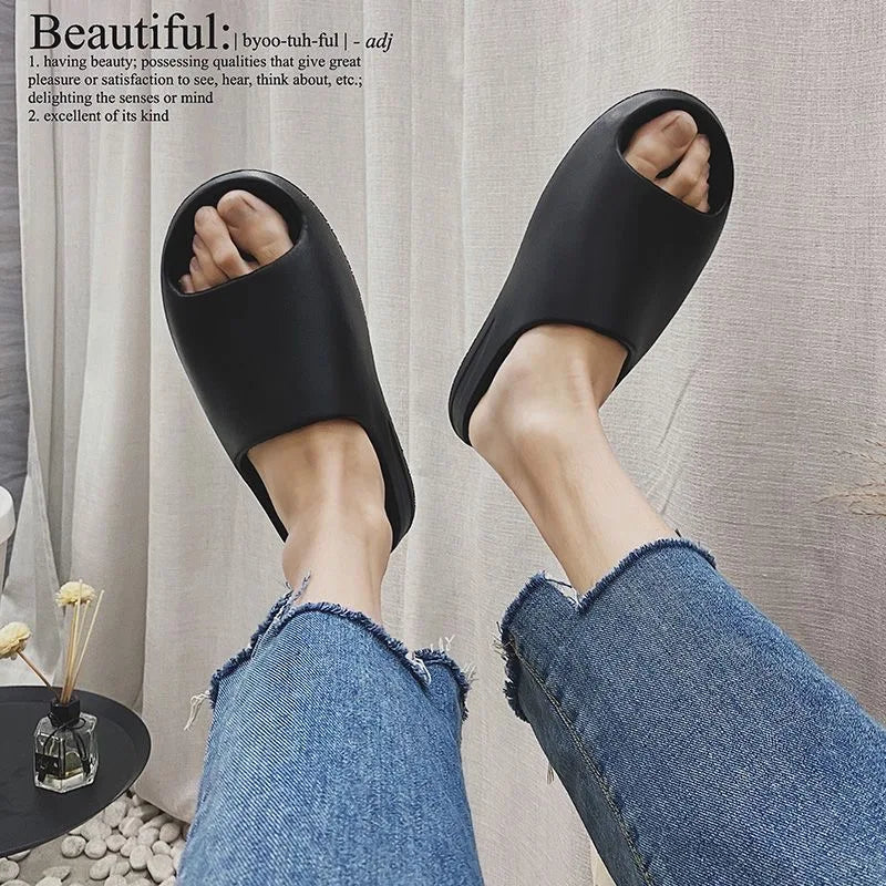 Men's and Women's Casual Slippers Thick-Soled Wear-Resistant Non-Slip Heightening Comfortable Soft Casual Beach Sandals