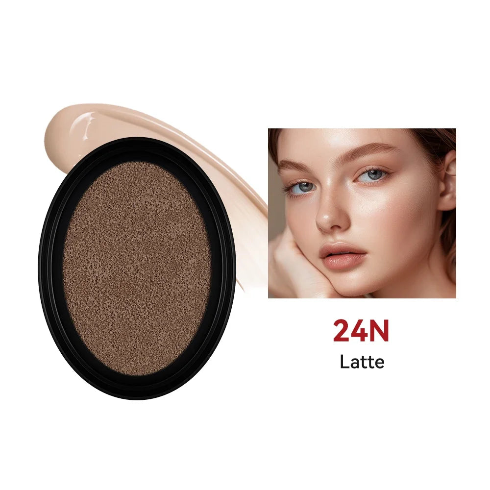 Cushion Foundation Refill Waterproof Semi-Matte Red Finish 72-Hour Wear Long-Lasting Buildable Coverage Sun Protection Makeup