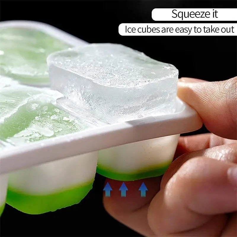 14 Grids Fruit Ice Maker with Removable Ice Cube Trays Reusable Silicone Ice cube Mold Lids Kitchen Tools Freezer Summer Mould