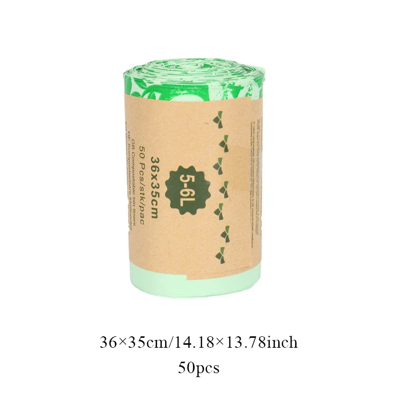 50pcs Small Biodegradable Garbage Bag Corn Starch Compostable Recycling Pet Poop Kitchen Household Degradable Trash Bag