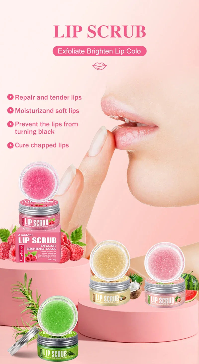 Dual Effect Lips Scrub Mask Fruit Flavor Lip Scrub Moisturizing Nourishing Exfoliating Dead Skin Makeup Reduce Lips Fine Lines